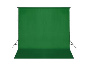 Háttér, zöld 3x6m Muszlin + állványszerkezet