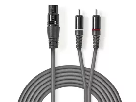 Valueline XLR audio kábel 3pin aljzat - 2x RCA dugó 3m