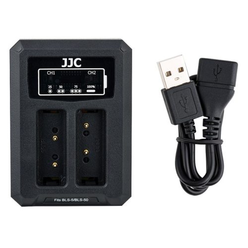 JJC DCH-BLS5UE USB Dual akkumulátor töltő Olympus BLS-1/5/50-hez