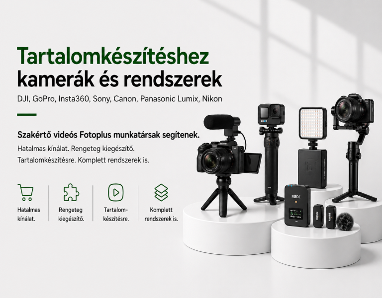 Tartalomkészítéshez kamerák – DJI, GoPro, Insta360, vlog és podcast rendszerek | Fotoplus