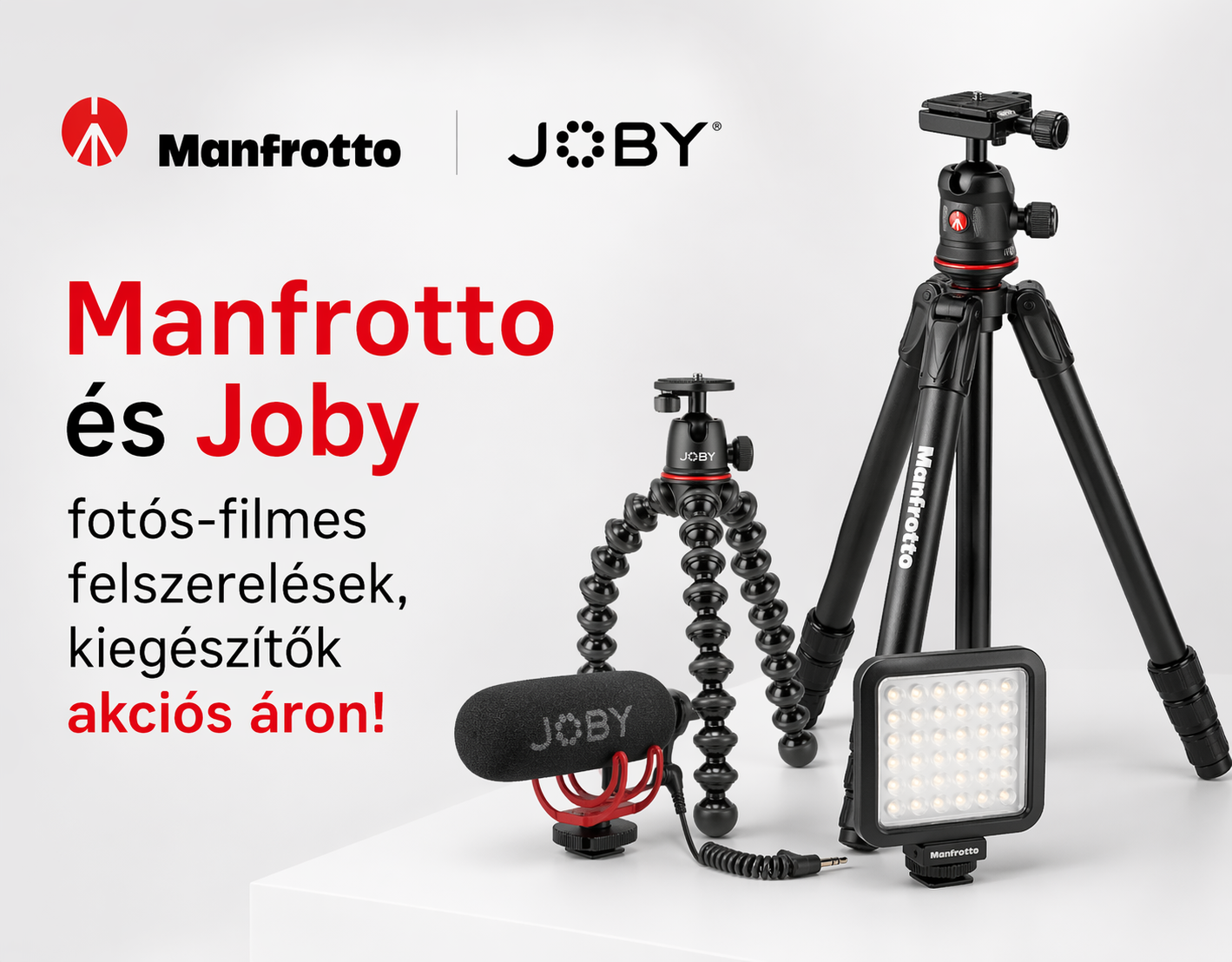 Manfrotto és Joby fotós-filmes felszerelések, kiegészítők akciós áron! | Fotoplus