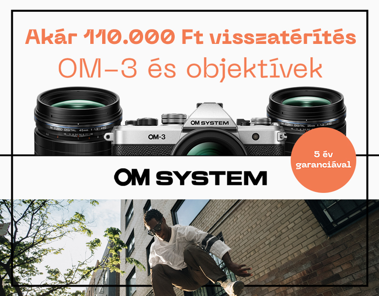 OM System OM-3 akció – Cashback + 5 év kiterjesztett garancia