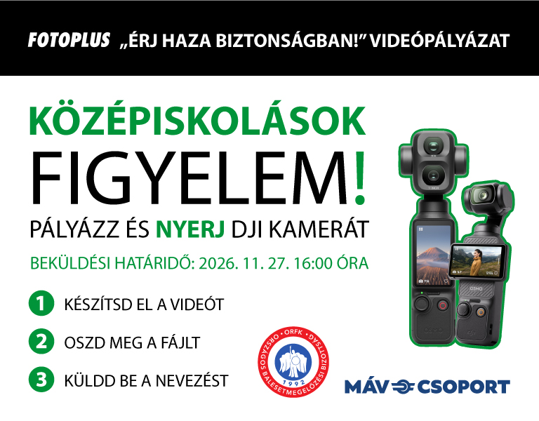 Vasútbiztonsági videópályázat középiskolásoknak a vasúti útátjárós balesetek megelőzése érdekében
